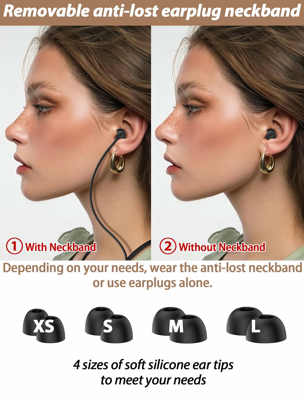 HALLEAST 3 Pack Noise Reduction Earplugs with Lanyard Black/Red/Cyan