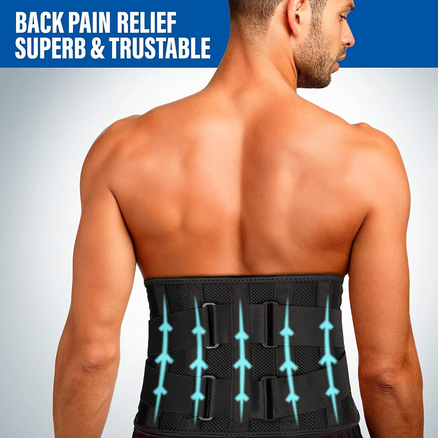 Back Brace Lower Back Pain Relief Breathable Stabilizing Belt Black L/XL