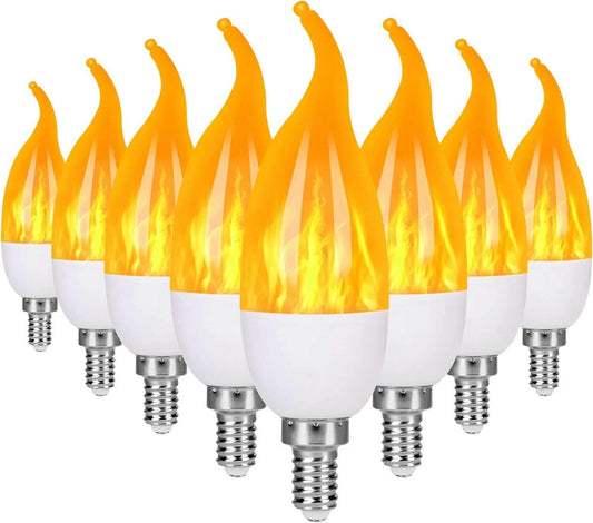 Vicstone LED Flame Light Bulbs E12 Candelabra Base 8 Pack 3 Modes Flickering