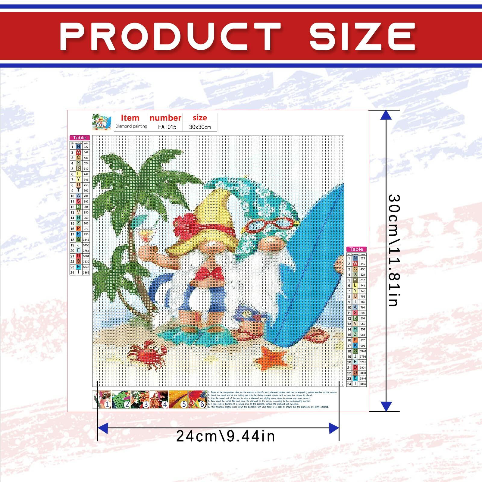 Focart Diamond Painting Kit 12x12 Gnomes Round Drill Crystal Rhinestone