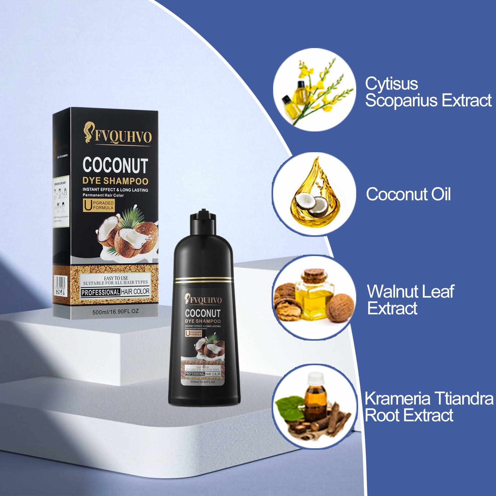 BestBy08/26 Hair Dye Shampoo 3-in-1 Coconut Oil Instant Color Cherry Brown