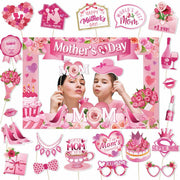 Mothers Day Decorations 23pcs Photo Booth Props Pink Frame Party Supplies