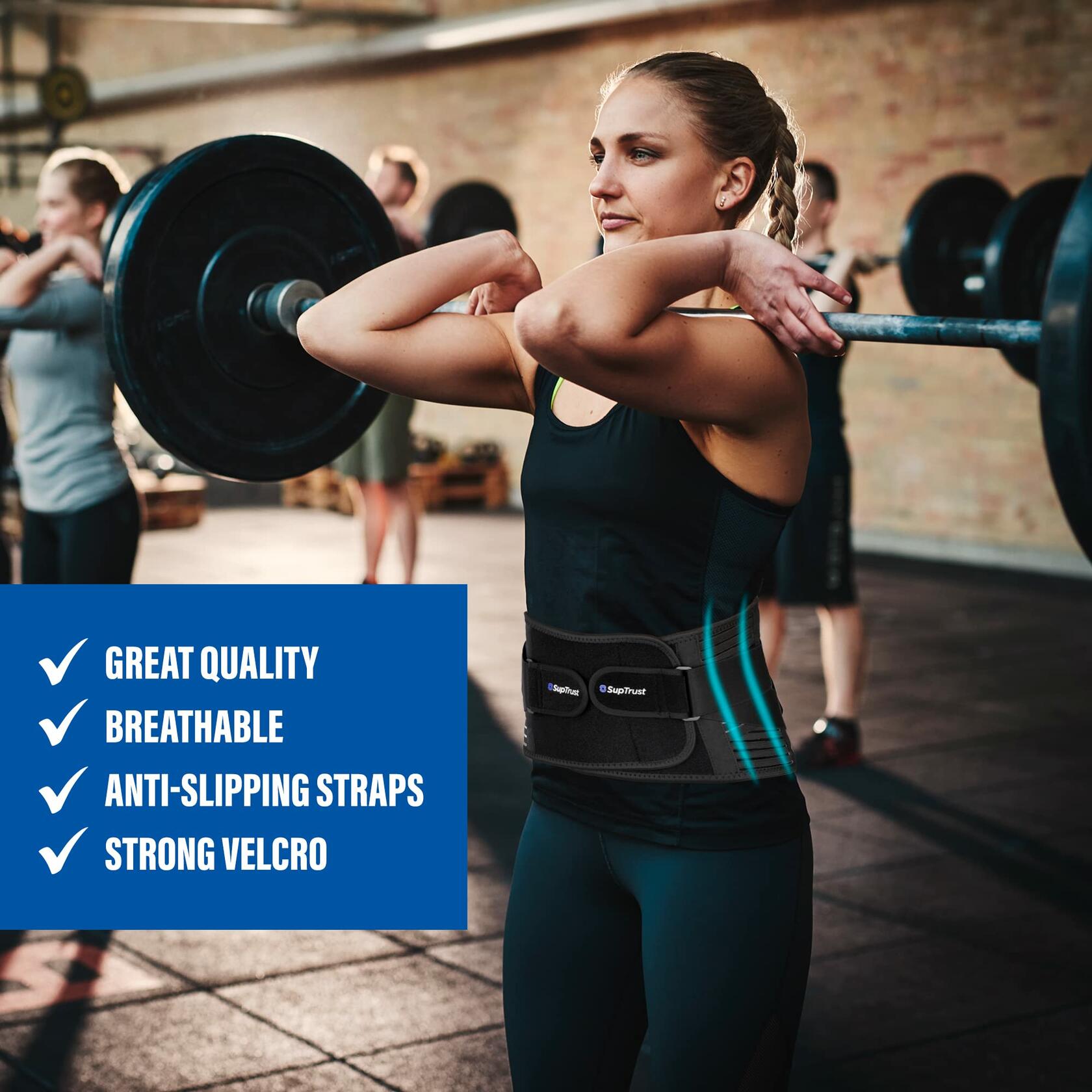 Back Brace Lower Back Pain Relief Breathable Stabilizing Belt Black L/XL