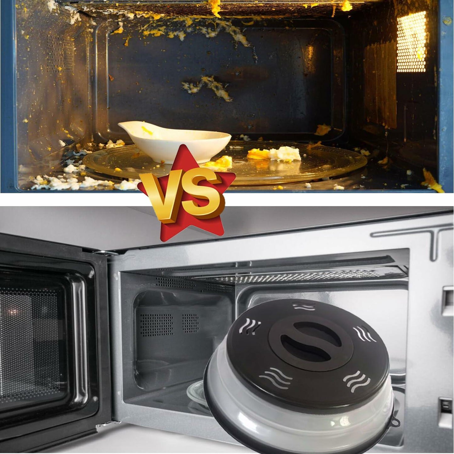 Microwave Splatter Cover Vented BPA-Free Silicone Plastic 1PACK Dishwasher Safe