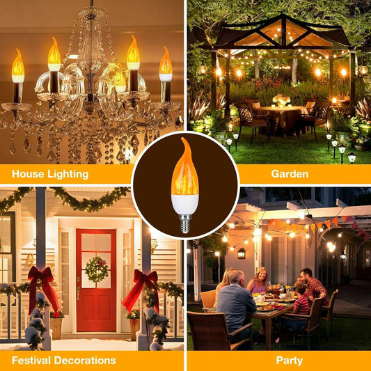 Vicstone LED Flame Light Bulbs E12 Candelabra Base 8 Pack 3 Modes Flickering