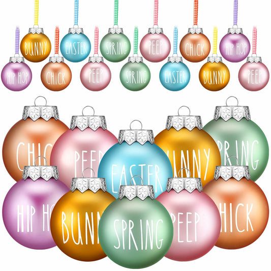 Vinsot 12pcs Easter Hanging Ornaments Plastic Eggs Bunny Chick Decor