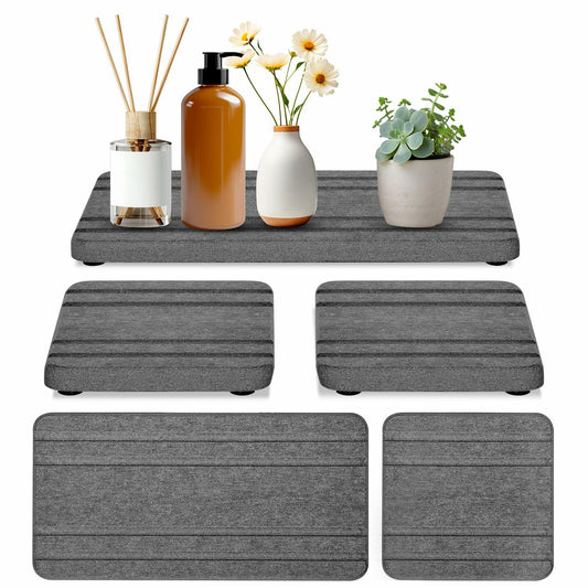Vegoran 3PCS Grey Diatomite Stone Sink Tray 4x8in Water Absorbing Fast Dry