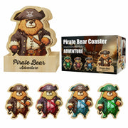 Pirate Bamboo Coasters Set with Holder Rustic Home Decor 6pcs