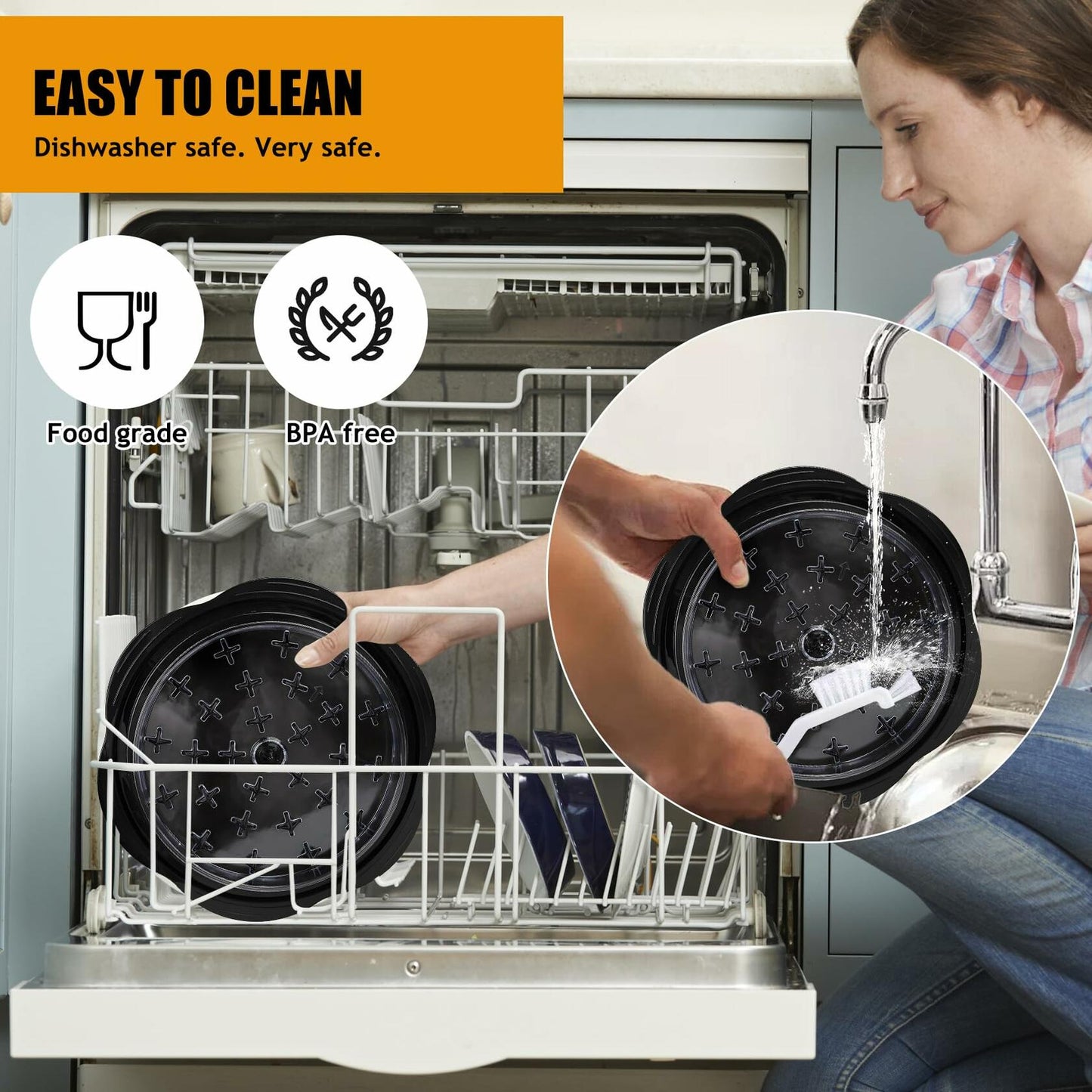 Chicken Shredder Tool Large with Tray Brush Non-Slip Handle Black BPA Free