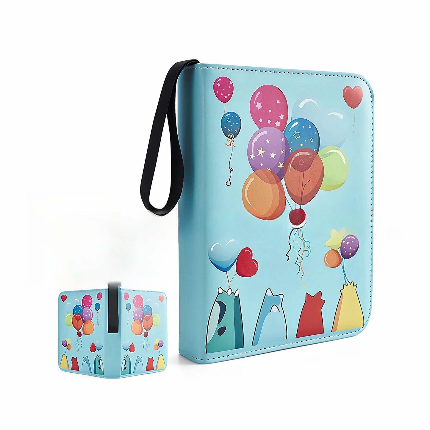 Pokemon Card Binder 400 Capacity 4-Pocket PU Leather Zip Album Balloon Cover