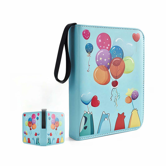 Pokemon Card Binder 400 Capacity 4-Pocket PU Leather Zip Album Balloon Cover