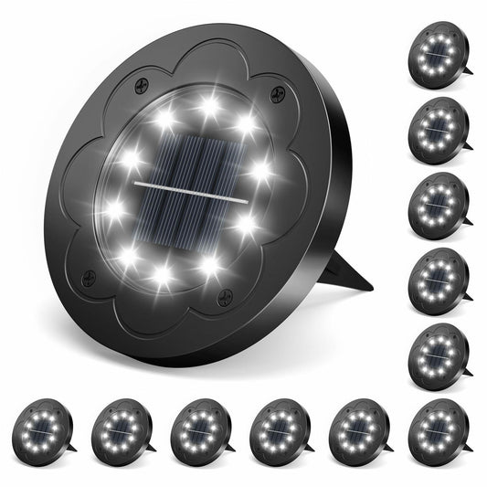 Brightown Solar Lights Outdoor Waterproof LED In-Ground Cold White 12 Pack