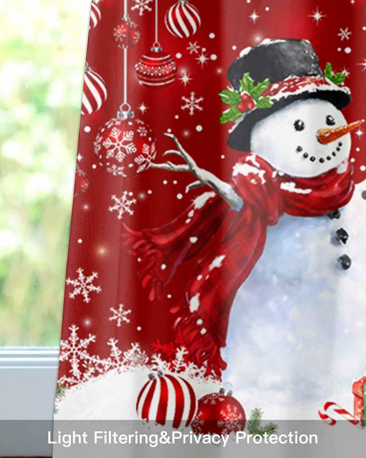 Christmas Valance Red Snowman Rod Pocket Window Curtain 54x18 1 Panel