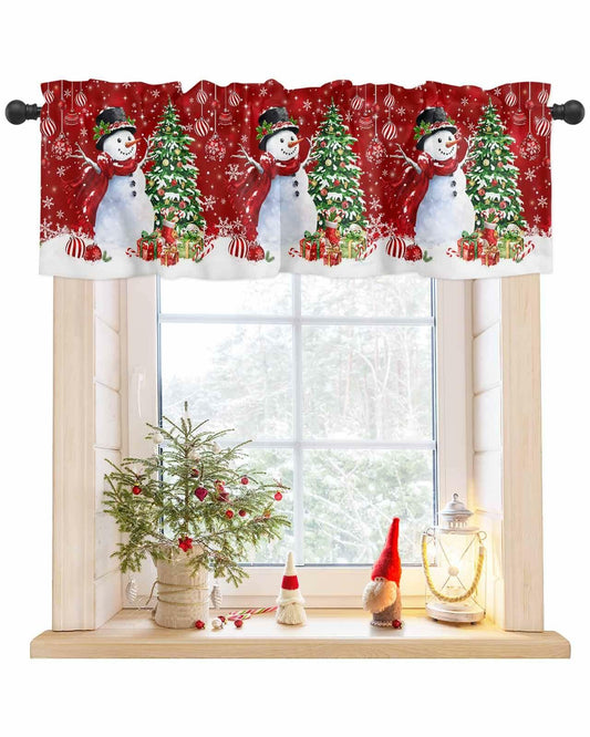 Christmas Valance Red Snowman Rod Pocket Window Curtain 54x18 1 Panel