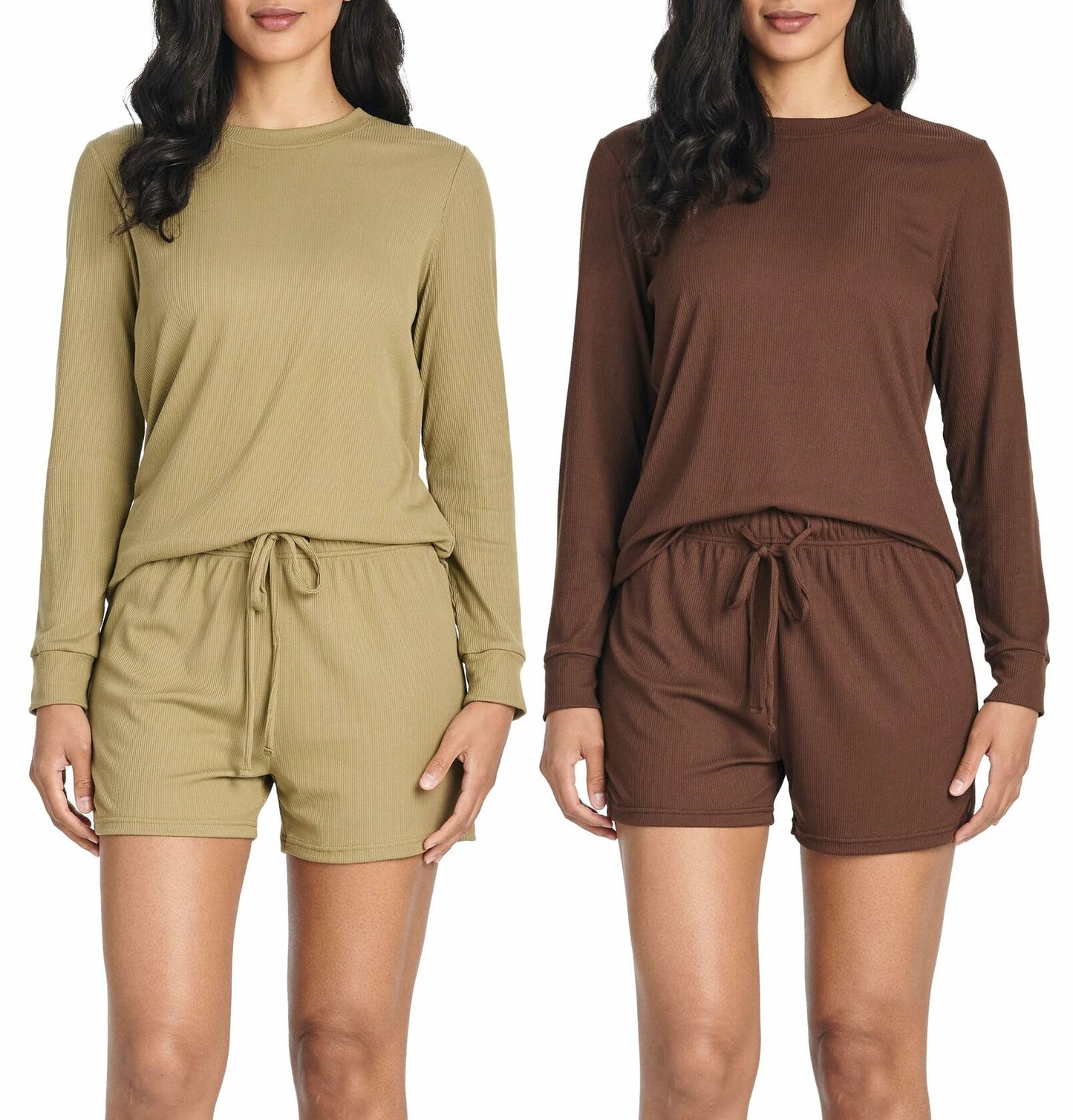 2-Pack Women’s Plus Size Pajama Set Long Sleeve & Shorts 2X Summer Lounge 2XL
