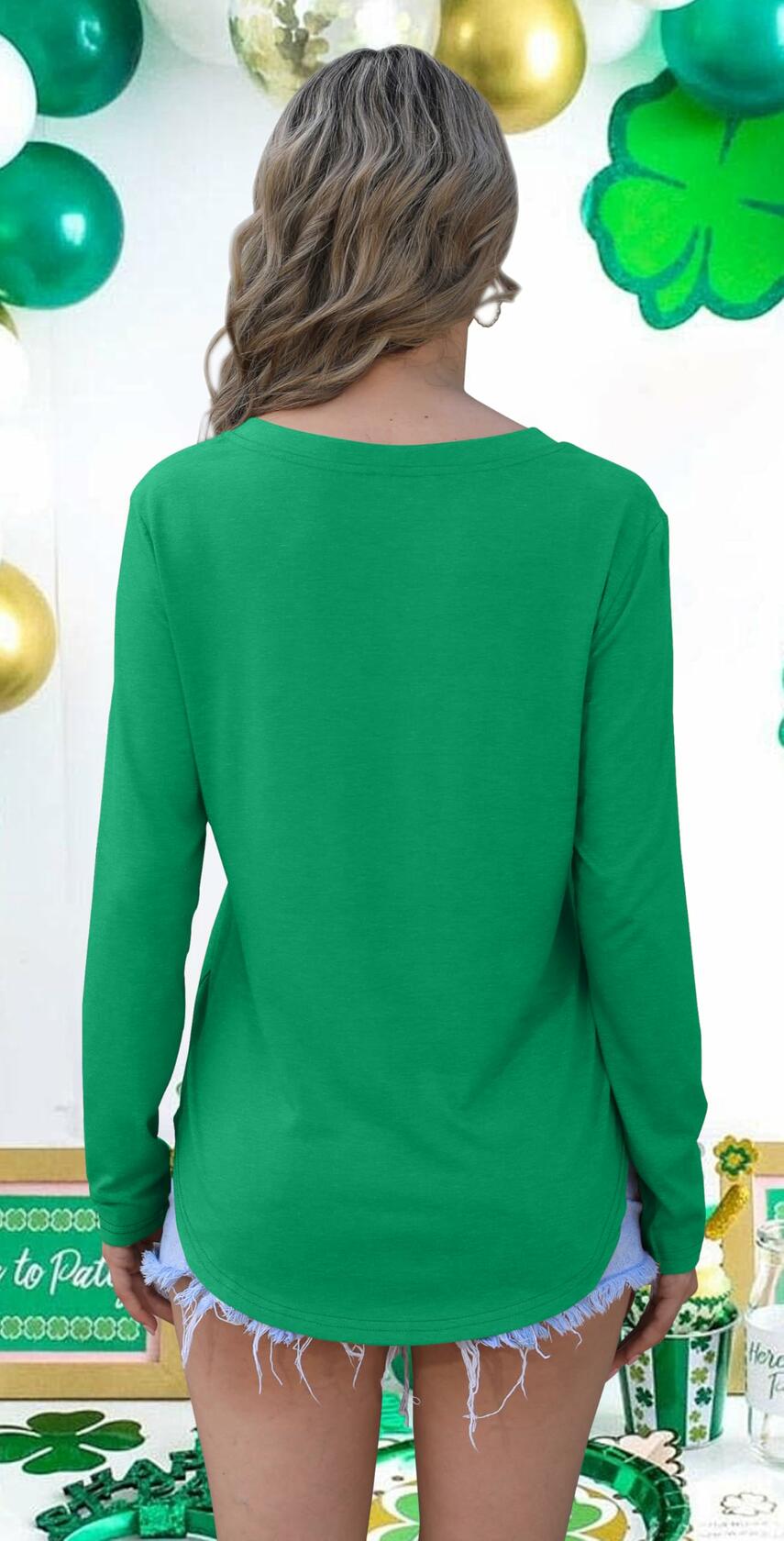 St Patrick's Day Shirt Women Let The Shenanigans Begin Clover Green V Neck XL