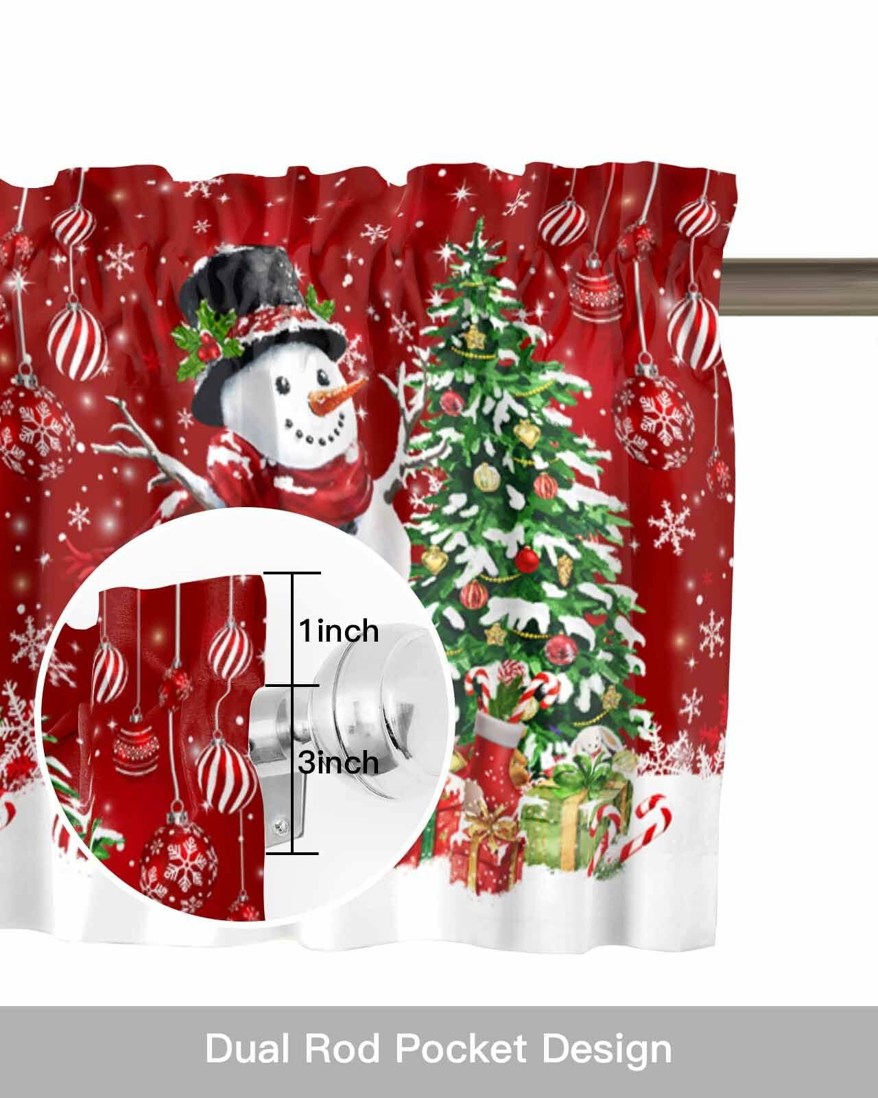 Christmas Valance Red Snowman Rod Pocket Window Curtain 54x18 1 Panel
