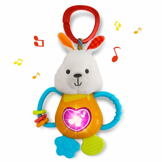 KiddoLab Bunny Teething Rattle Musical Toy Light-up Sensory Baby Infant