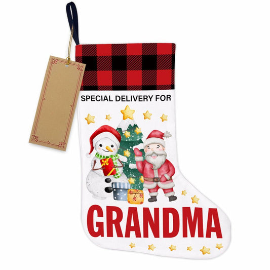 TSUYAWU Grandma Christmas Stocking Snowman Xmas Decoration 18x12 Inch