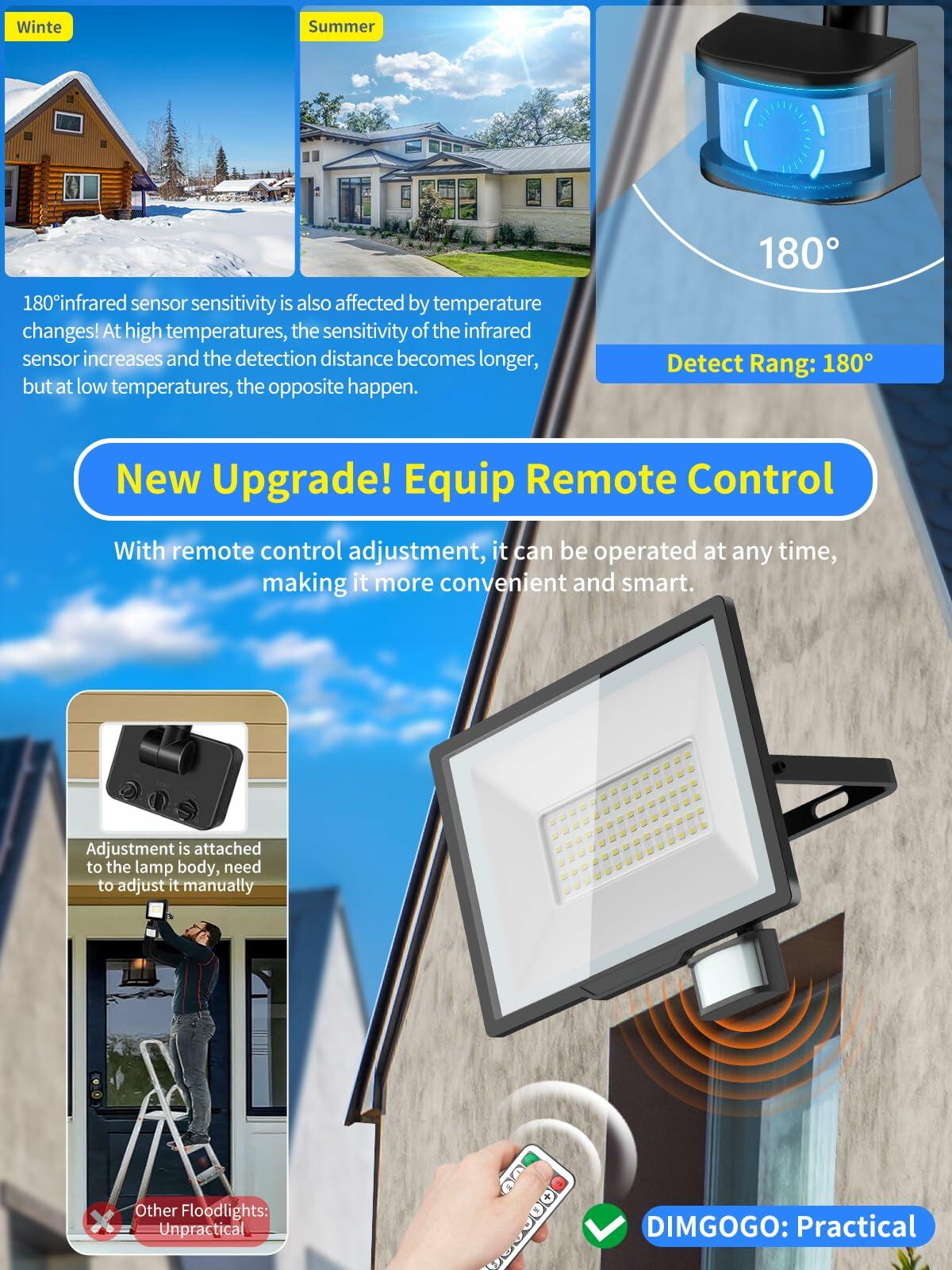 Dimgogo 2PACK 100W LED Flood Lights 18000lm 6500K IP66 Outdoor