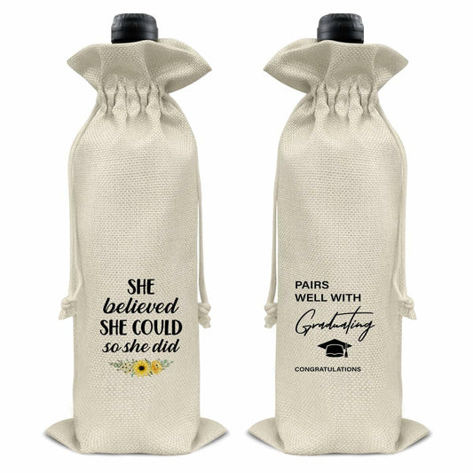 Graduation Wine Gift Bags for Women Daughter Sister Granddaughter 2 Pcs