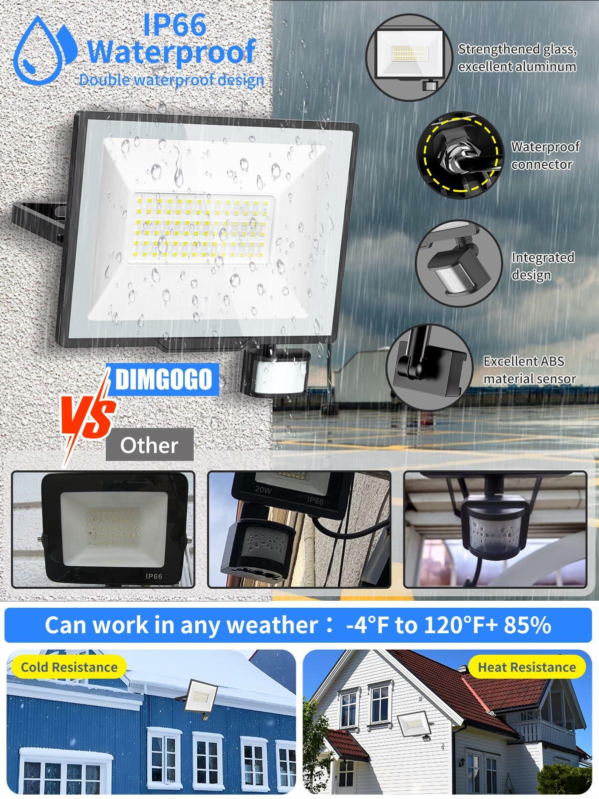 Dimgogo 2PACK 100W LED Flood Lights 18000lm 6500K IP66 Outdoor