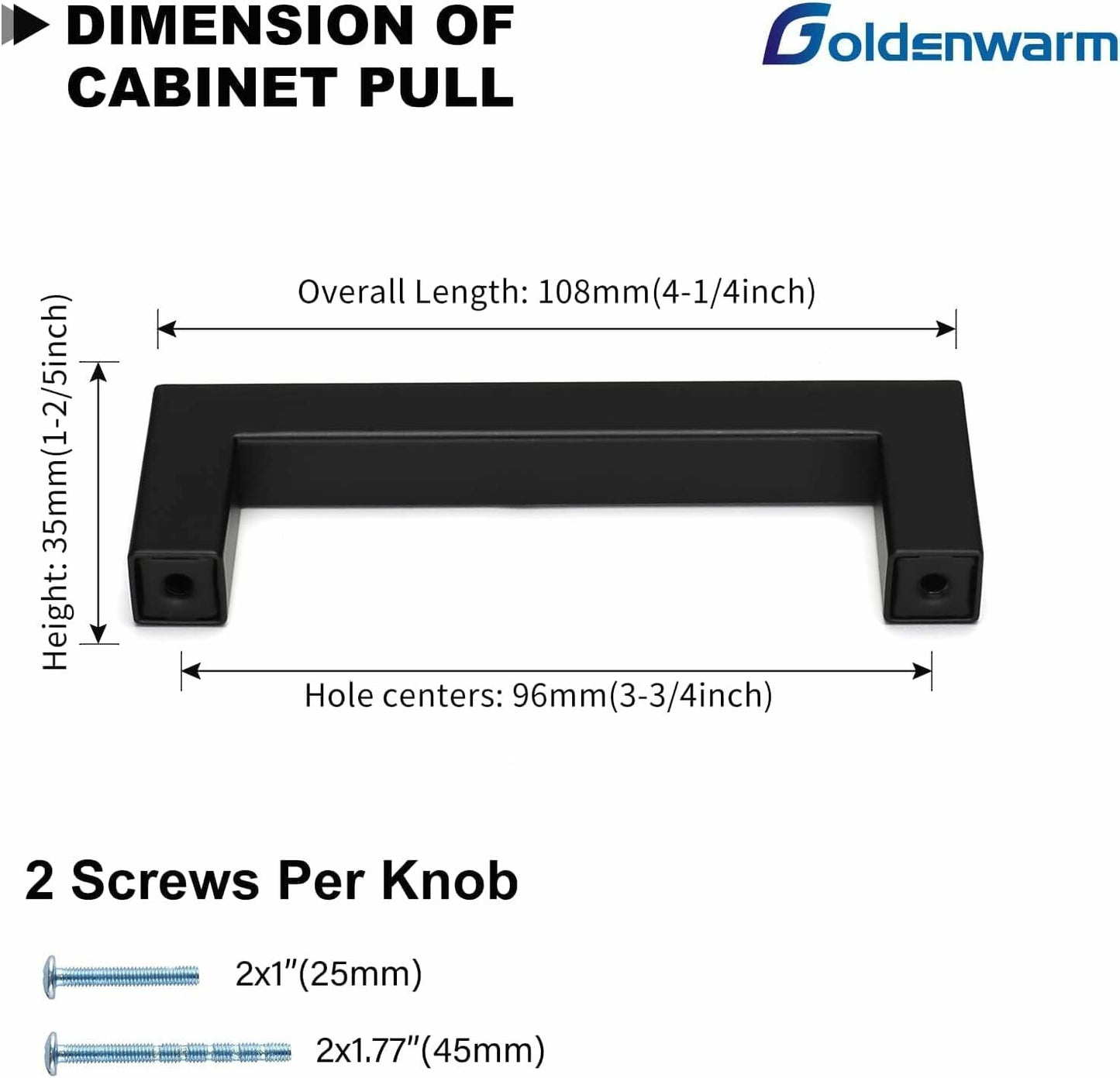 goldenwarm 20 Pack 5in Brushed Nickel Modern Square Cabinet Pulls