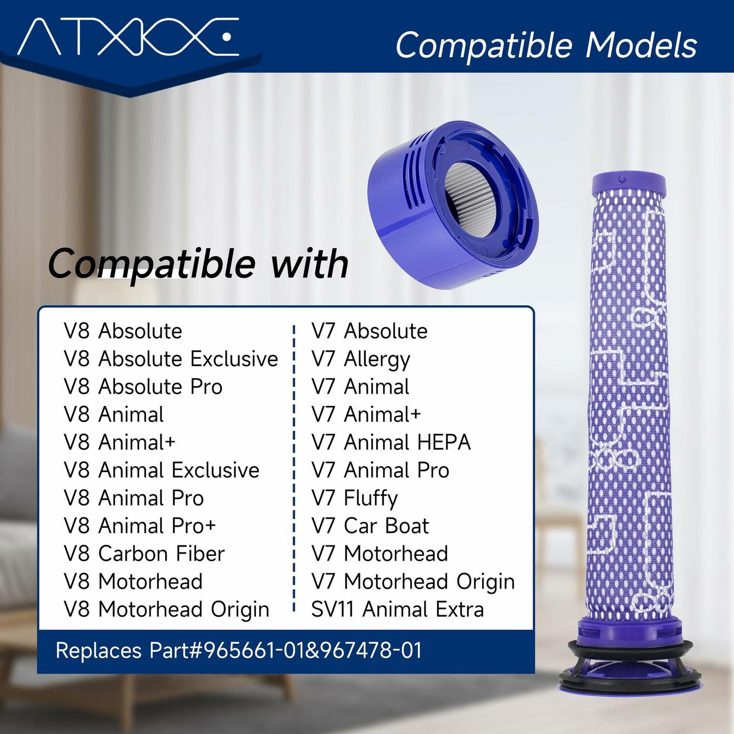 ATXKXE Vacuum Filter for Dyson V7 V8 Animal Absolute 4 Pre & 4 Post Filters