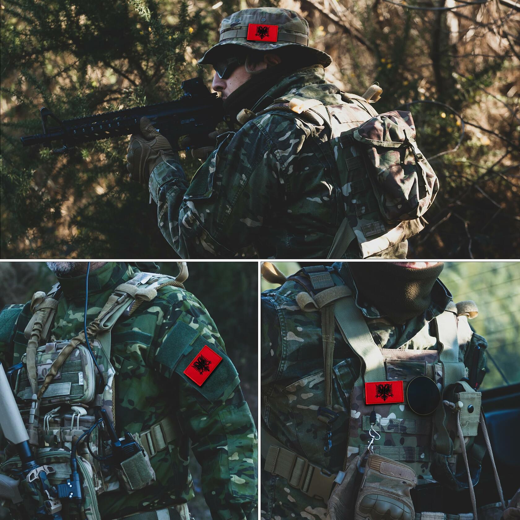 Bluyellow Albania Flag Embroidered Patch 2 Pcs 2x3 Inches Tactical Hook Loop