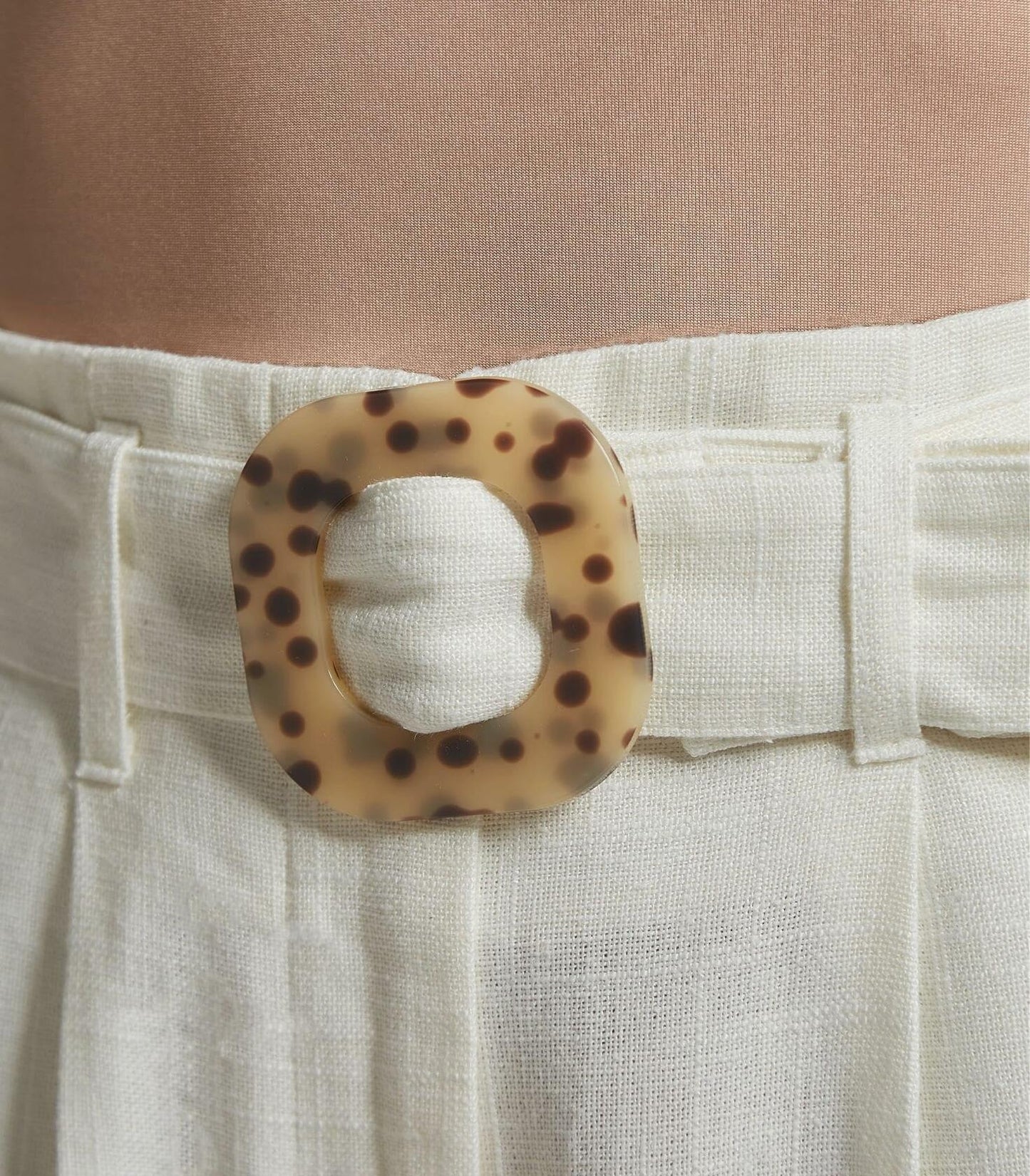 SANDY & SID Womens Linen Crop High Rise Straight Leg Pants White Size L