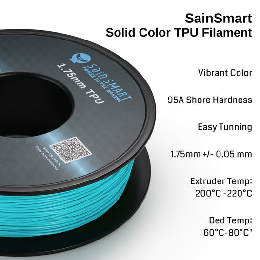 SainSmart 1.75mm Flexible TPU 3D Printer Filament 800g Neon Cyan