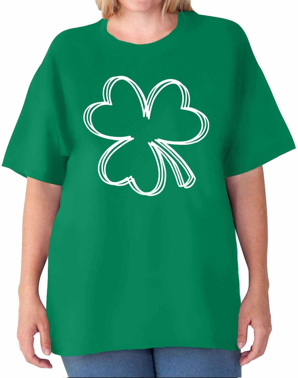 Plus Size St. Patrick's Day Lucky Shamrock Tee Shirt Women Green Size 2XL