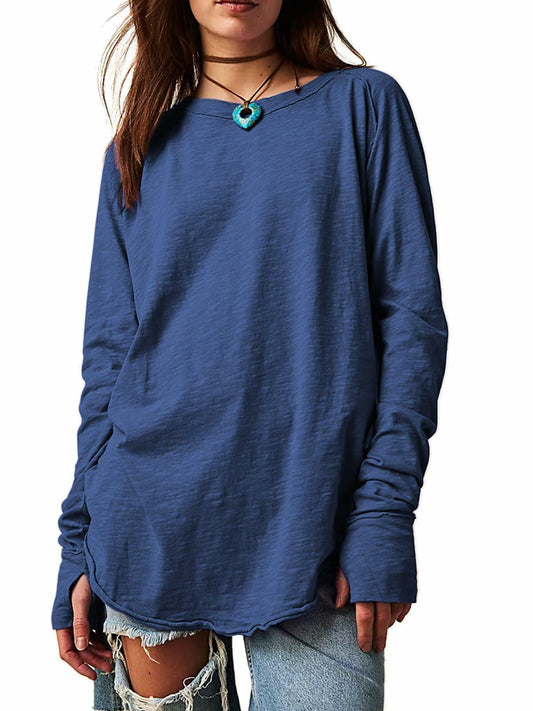 ELGOGY Women's Oversized Short Sleeve Crewneck T-Shirt Black Size L