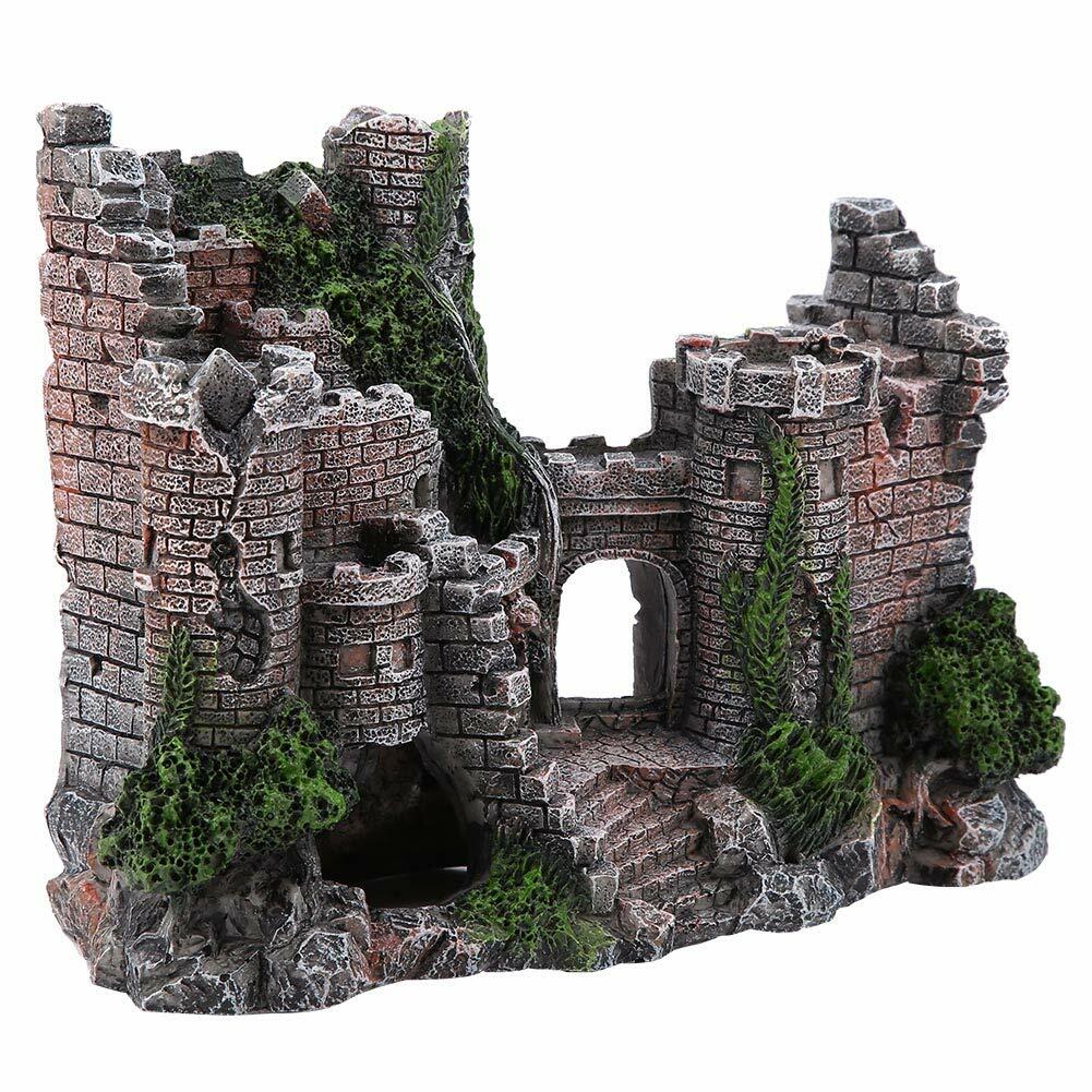 Kuuleyn Ancient Castle Resin Aquarium Decoration Hideout Stone Cave