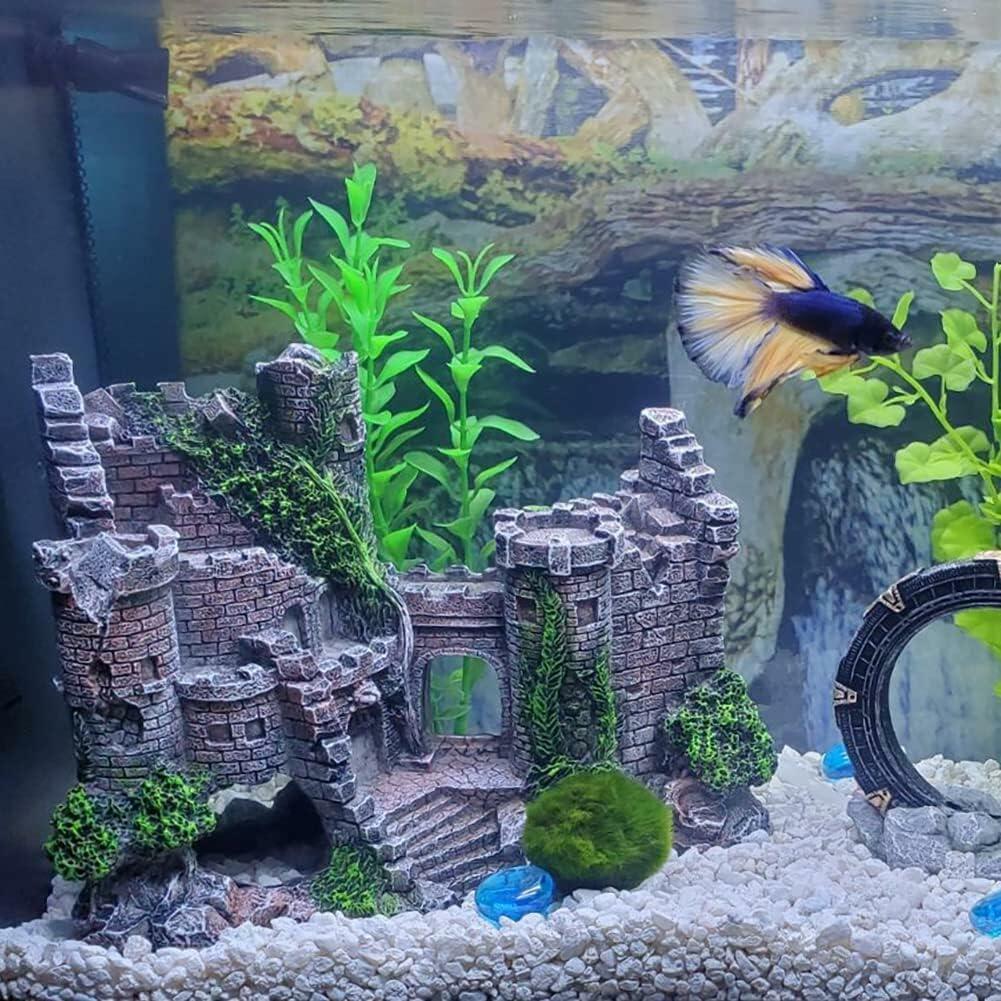 Kuuleyn Ancient Castle Resin Aquarium Decoration Hideout Stone Cave