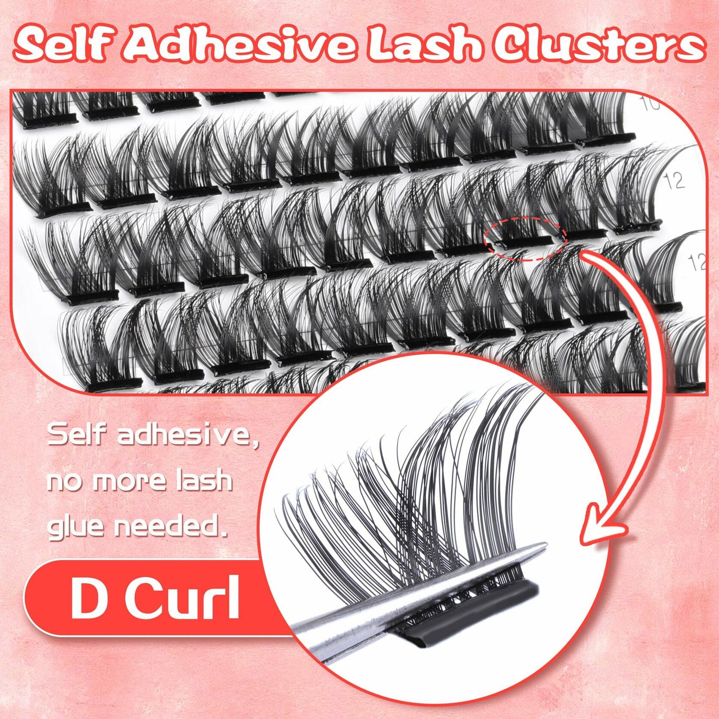 EYDEVRO Self Adhesive Lash Clusters 120pcs 8-16mm Mixed Length Reusable