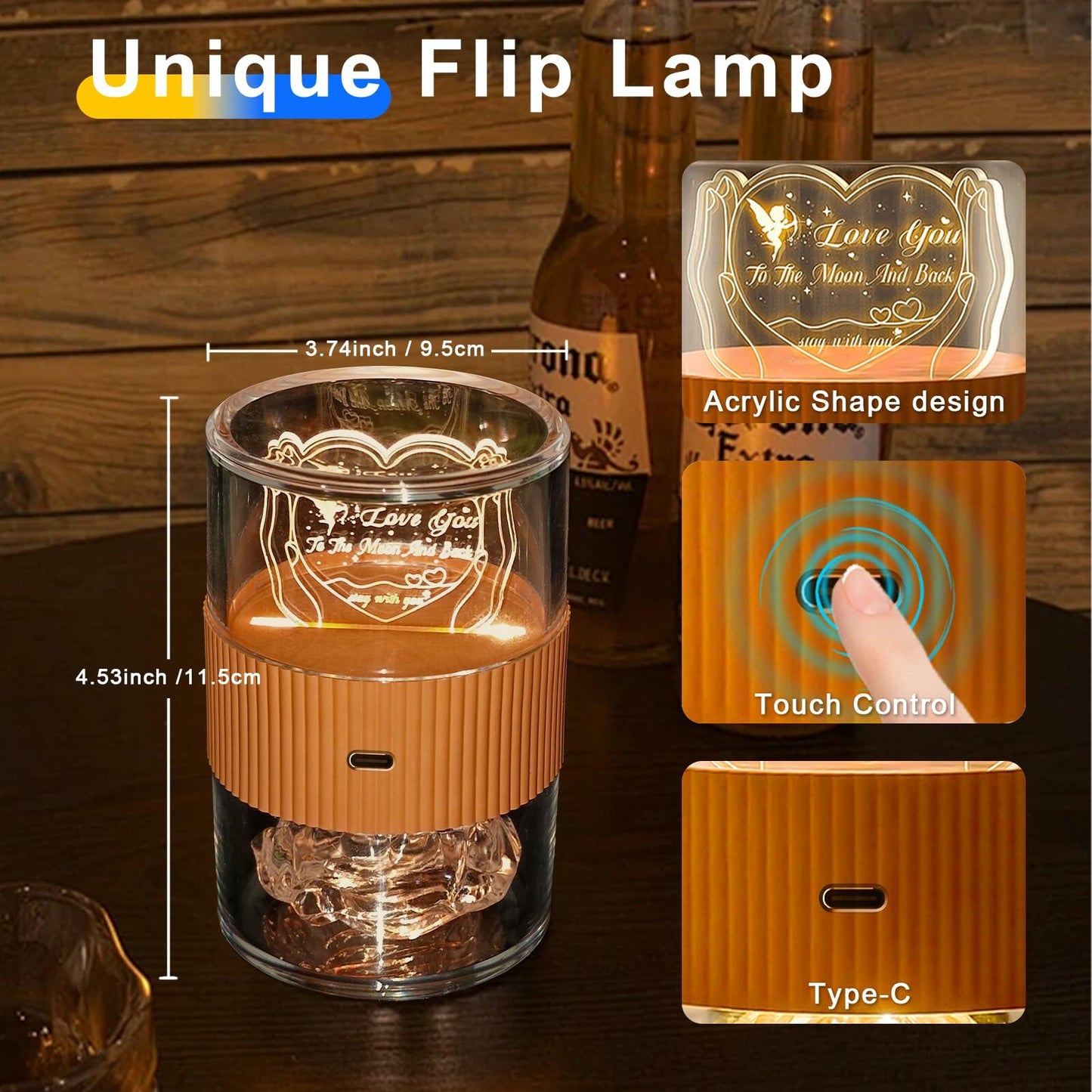 AO LI GEI Touch Bedside Table Lamp LED USB Rechargeable Warm Light