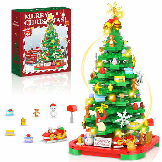 Alagoo Christmas Tree Building Blocks Kit with Lights Creative Decor 6+ Kids