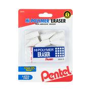 Pentel HI-Polymer Eraser Combo Pack 6 Caps 1 Large White ZEH0210BP7