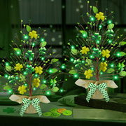 2 Pack Lighted St Patricks Day Shamrock Trees 21 Inch Battery Operated