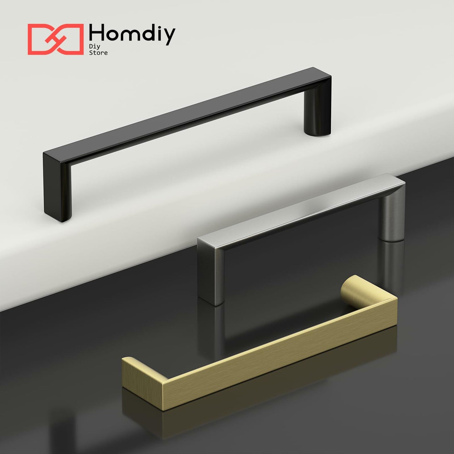 homdiy 10Pack 6-1/4in Matte Black Cabinet Handles 160mm Hole Centers