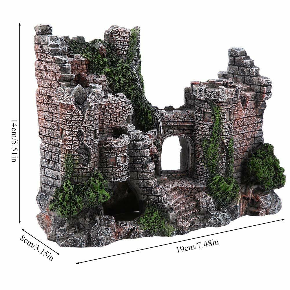 Kuuleyn Ancient Castle Resin Aquarium Decoration Hideout Stone Cave