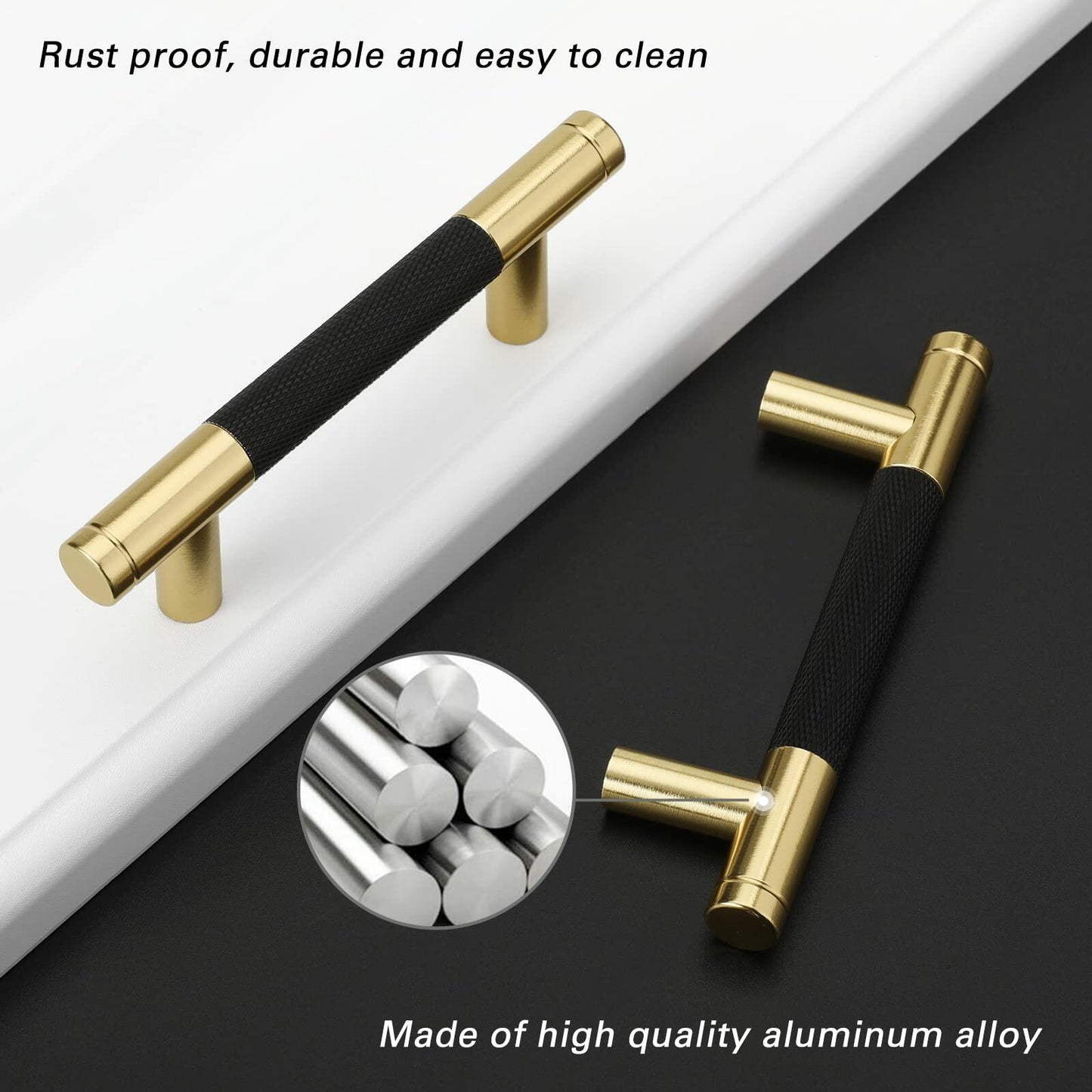 10 Pack Gold Knurled Cabinet Pulls Handles 5in 128mm Kitchen Drawer Hardware