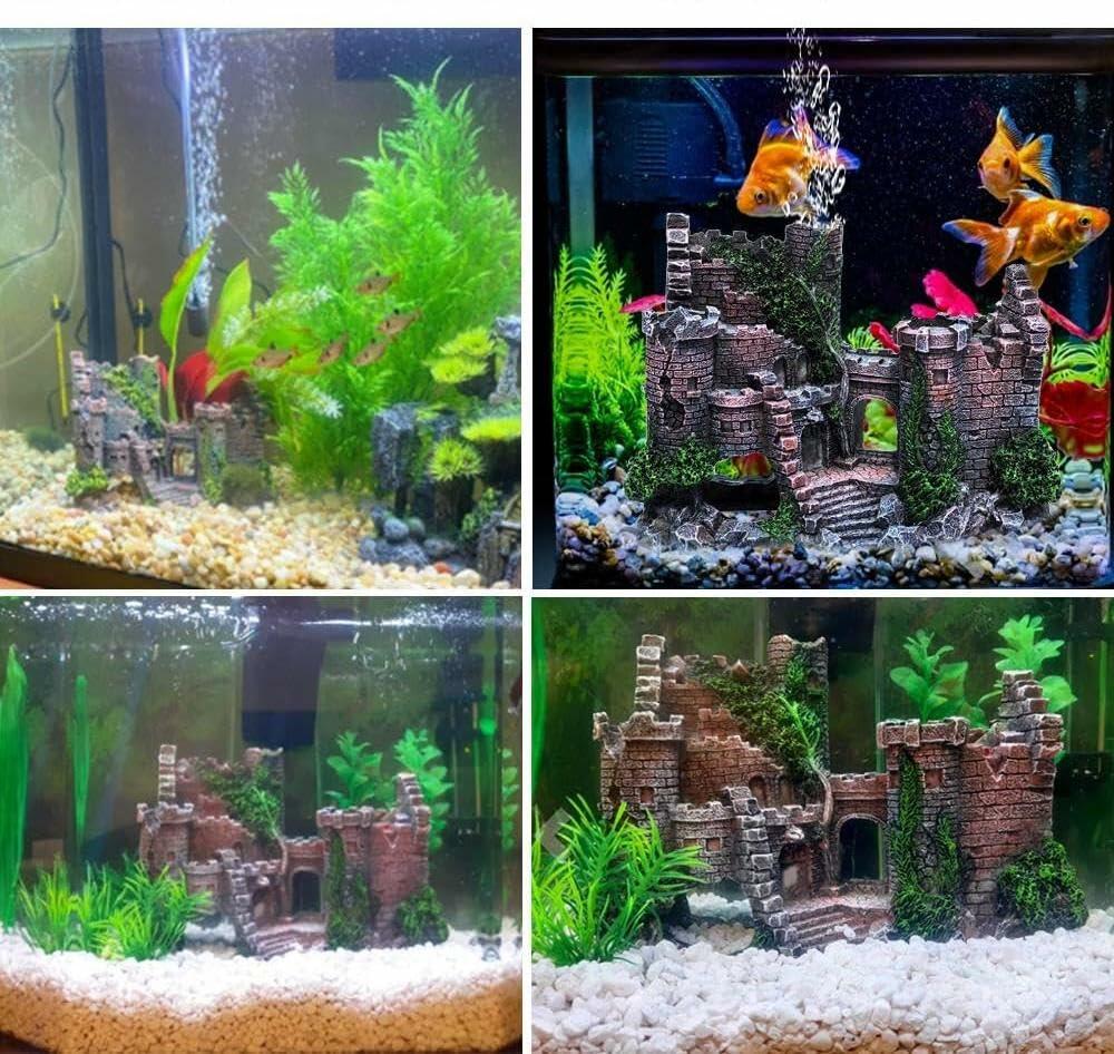 Kuuleyn Ancient Castle Resin Aquarium Decoration Hideout Stone Cave