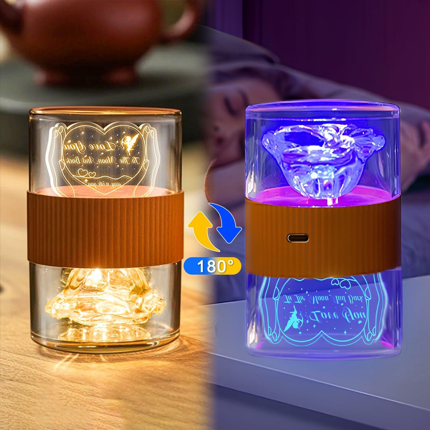 AO LI GEI Touch Bedside Table Lamp LED USB Rechargeable Warm Light