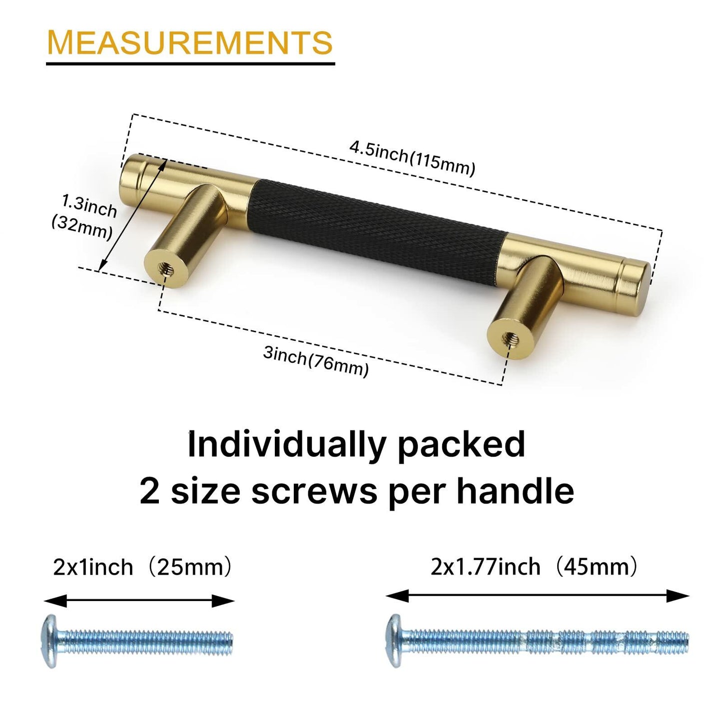 10 Pack Gold Knurled Cabinet Pulls Handles 5in 128mm Kitchen Drawer Hardware