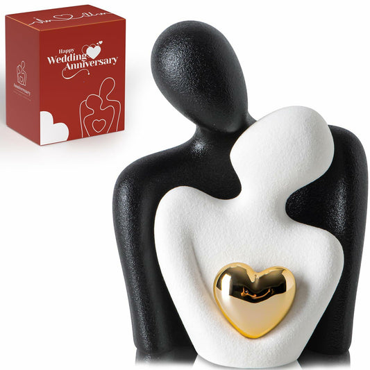 LCCCK Porcelain Couple Statue Romantic Anniversary Figurine TV Stand Decor