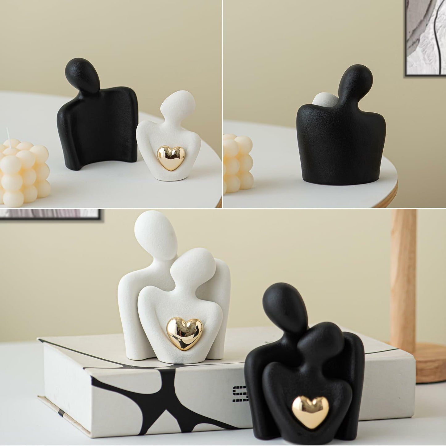 LCCCK Porcelain Couple Statue Romantic Anniversary Figurine TV Stand Decor