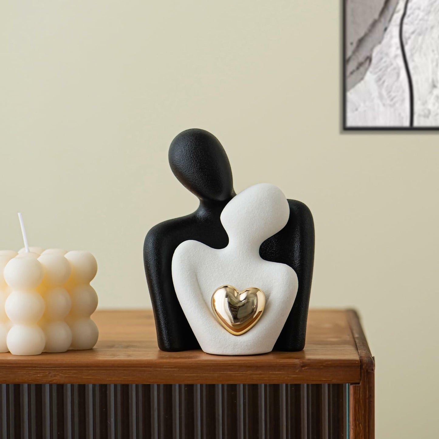 LCCCK Porcelain Couple Statue Romantic Anniversary Figurine TV Stand Decor