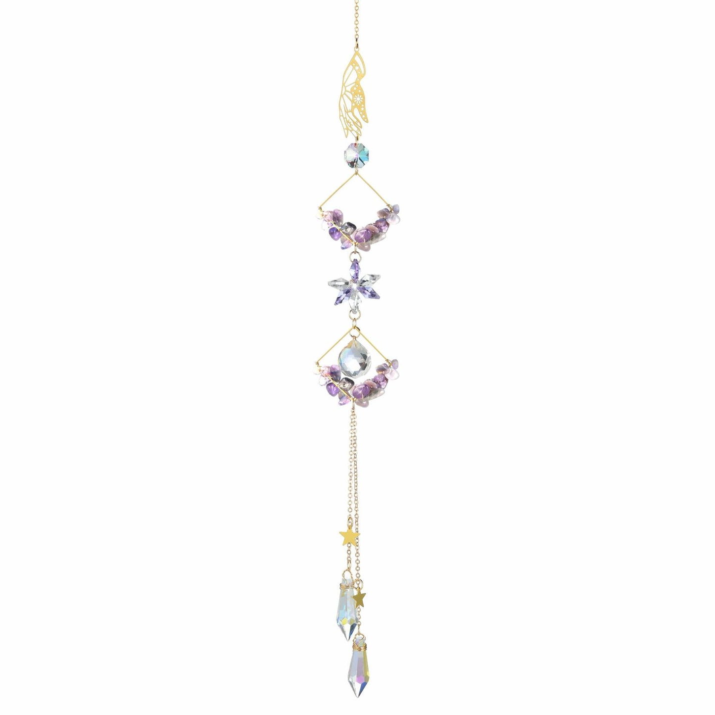 Venusorn Natural Crystal Flower Chains Purple - Window Décor Sun Catchers